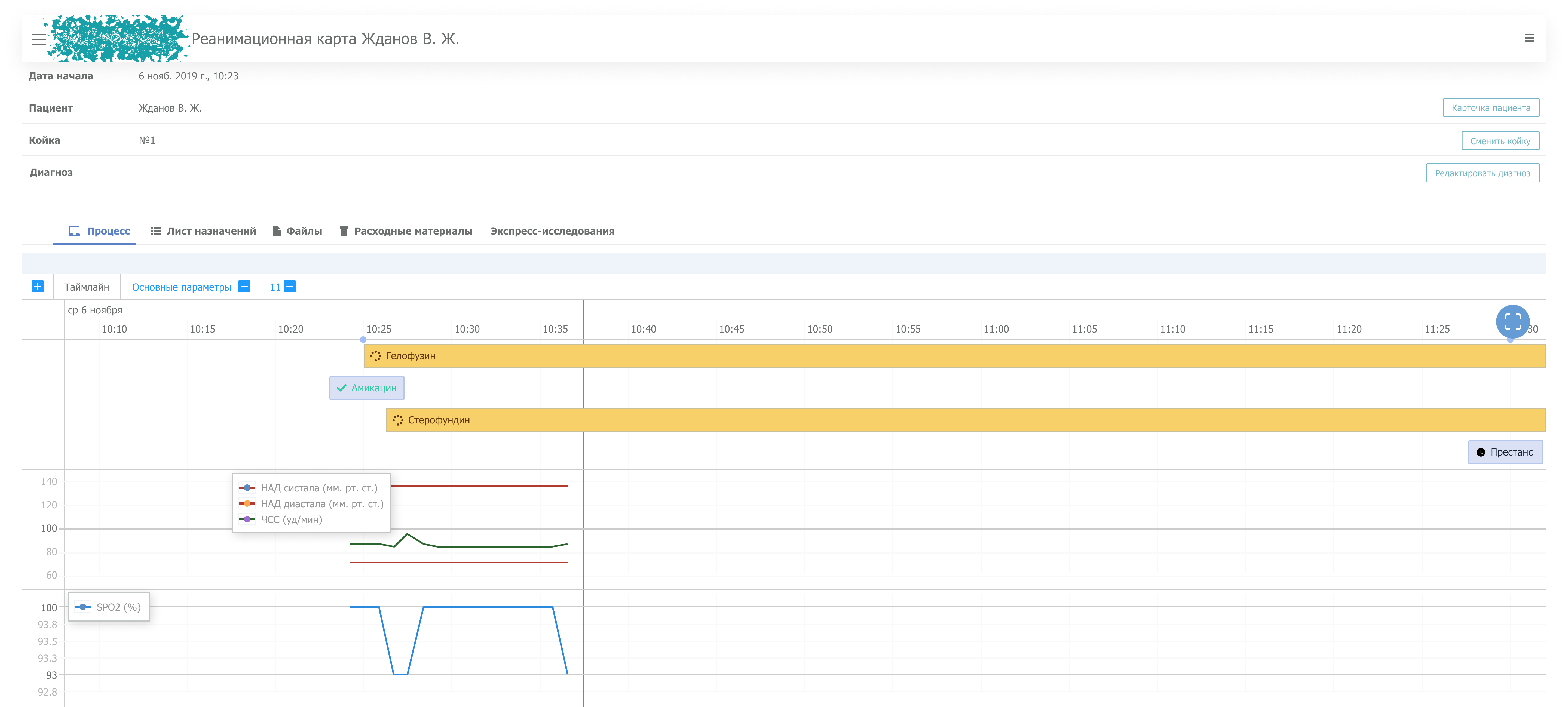 Старый дизайн системы мониторинга пациентов. 